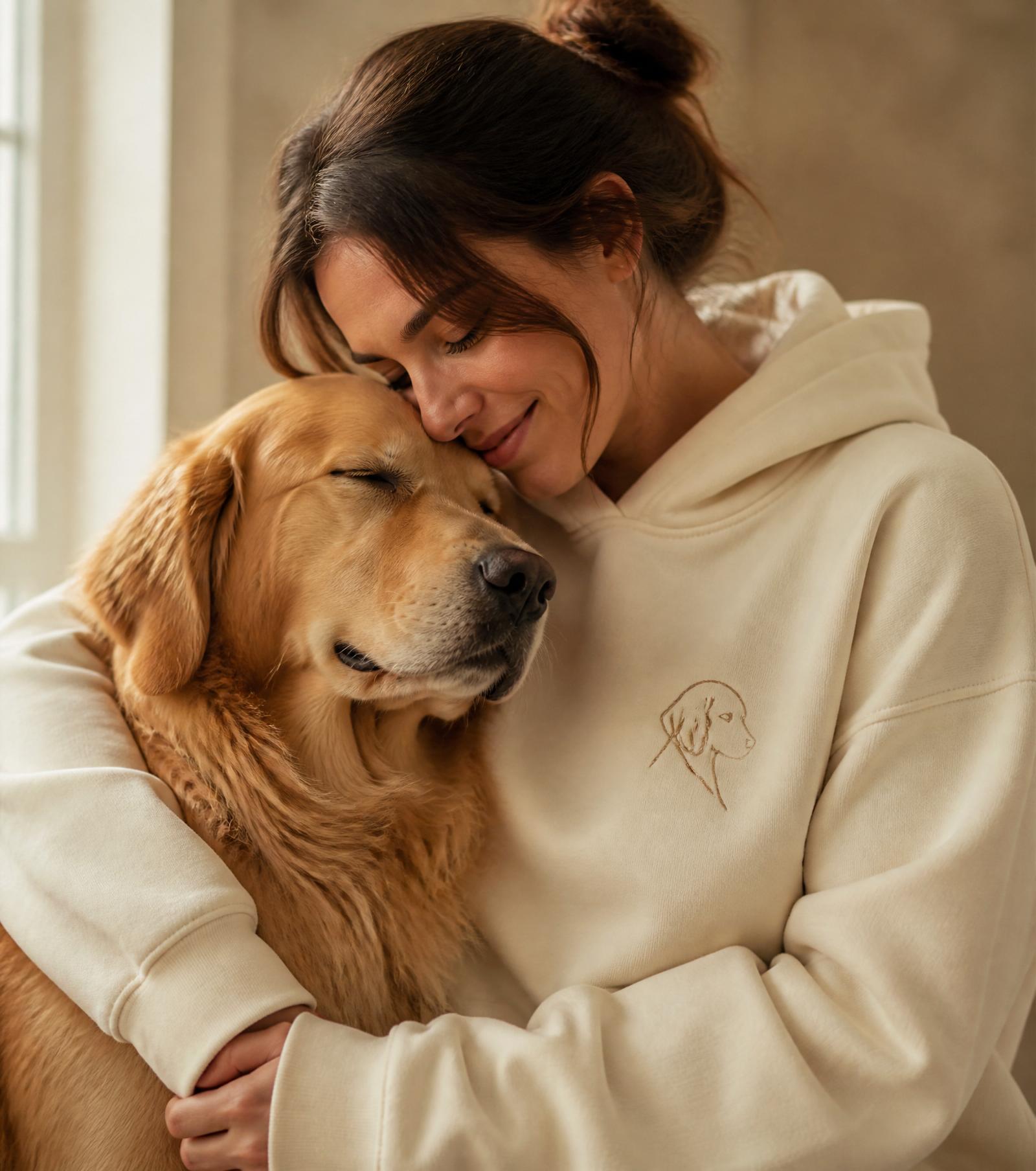 Custom embroidered dog line-art sweatshirt by Petline Art